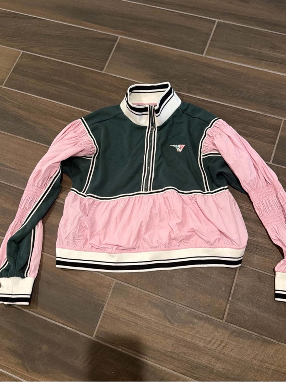 Anthropology Gola Green and Pink Panel Bomber Jacket with Logo